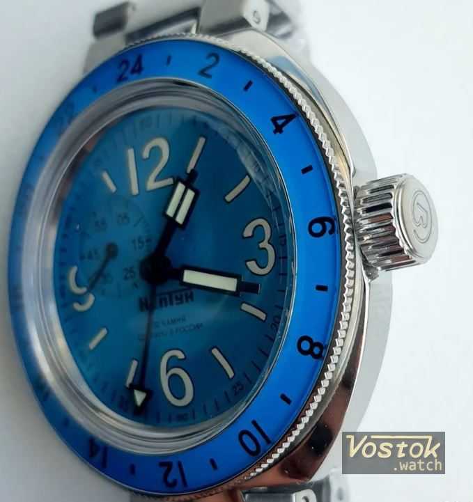 Vostok Neptune NEPTUN Amphibian Wristwatch Self-Winding Diver Amphibia  Wrist Watch GMT 24H 20 ATM 96076A