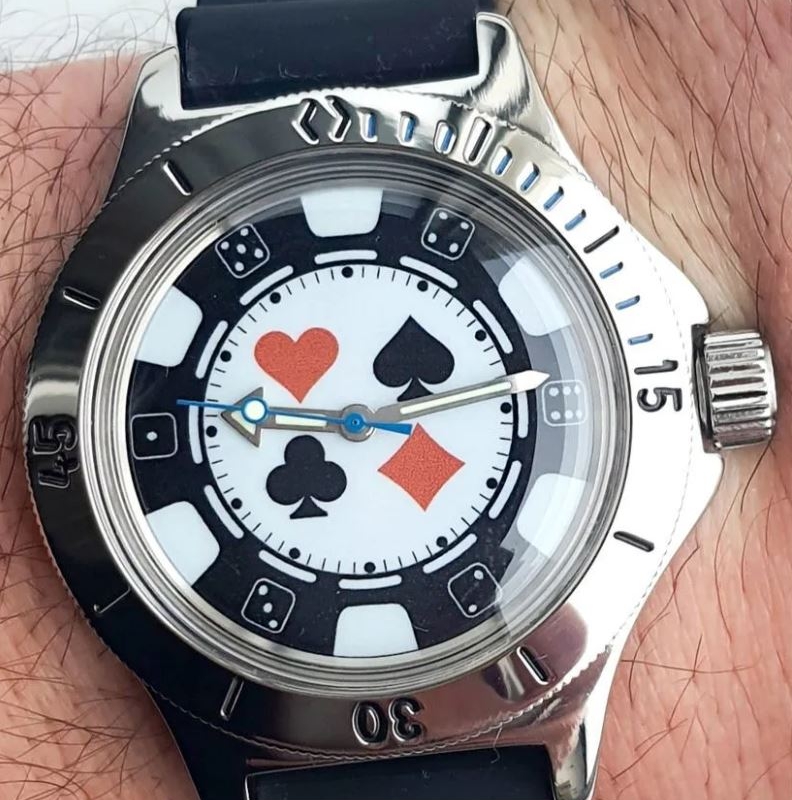 Vostok Amphibian POKER New Mechanical Military Watch Auto Divers 200m Black Rubber Strap chip cb